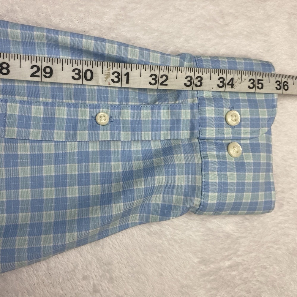 Peter Millar Shirt Mens XL Blue/Green Checks Cotton/Nylon/Spandex Stretch - Picture 6 of 7